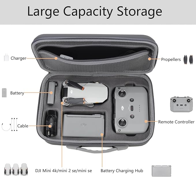 Storage Bag for DJI Mini 4k-Portable Hard Shell Travel Carrying case for DJI Mini 4k Fly More Combo and Accessories