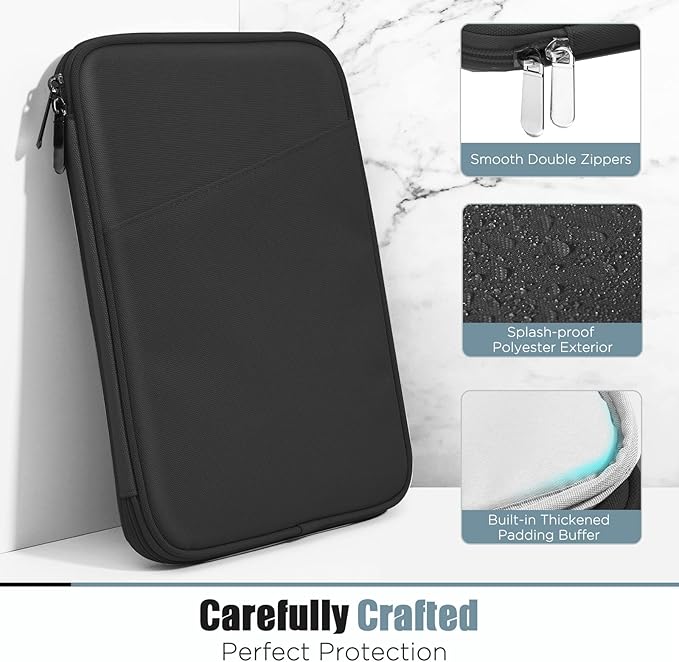 TiMOVO 8-9 Inch Tablet Sleeve Case for All-New iPad mini 7 (A17 Pro, 2024), iPad mini 6 (8.3-Inch, 2021), iPad mini 5/4/3/2/1, Portable Protective Pouch Bag for iPad mini, Black