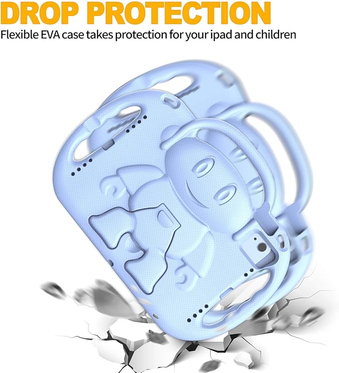 Kids Case for iPad 11th Generation (A16) 11" 2025 & 10th Gen 10.9" 2022 & iPad Air 11" 2025/2024 & Air 5th/4th Gen & Pro 11, Protective Cover with Shoulder Strap Handle Stand, Light Blue