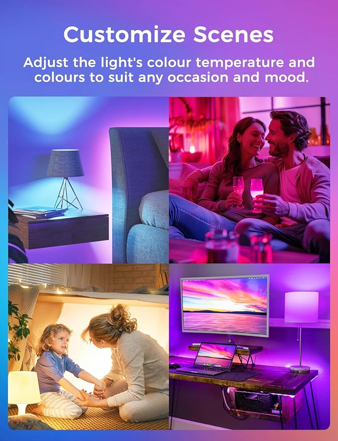 Refoss Smart Bulbs Works with Apple HomeKit, Color Changing Smart Light Bulbs Compatible with Siri, Alexa and Google Home, A19 LED Bulb, E26 Fitting, 2700K-6500K Dimmable, 9W 810 Lumens, 4 Pack