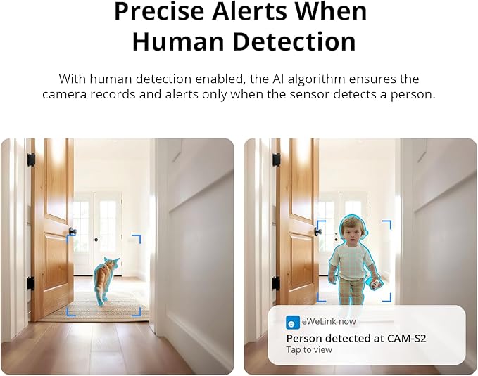 SONOFF Smart Security Camera, CAM-S2 Indoor HD Dog-Camera, Motion Detection for Baby and Pet Monitor