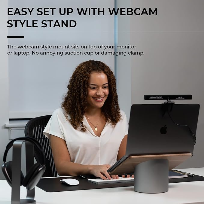 HumanCentric Video Conference Lighting - Webcam Light for Streaming, LED Monitor and Laptop Light for Video Conferencing, Zoom Lighting for Computer, Upgrade Light for Zoom Meetings, Single Kit