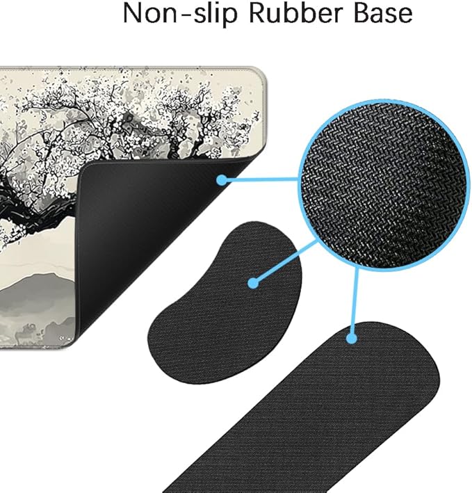 Desk Mat, Large Gaming Mouse Pad with Wrist Rest, 4 in1 XXL Mouse pad+Keyboard Wrist Rest+Mouse Pad Wrist Support+Cup Coaster Set, Ergonomic Desk Pad for Home Office, Japanese Cherry