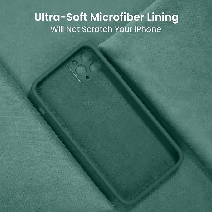 FireNova Designed for iPhone 13 Pro Max Case, Silicone [Camera Protection] Phone Case with [2 Screen Protectors], Soft Anti-Scratch Microfiber Lining Inside, 6.7 inch, Midnight Green