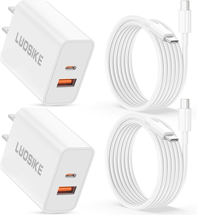 iPhone 17e/17/17 Pro Max Fast Charger, 2-Pack 40W Dual Port USB C Wall Charger Fast Charging Block with 3FT Type C Cable Cord for iPhone 17e/17/17 Pro/17 Pro Max/Air/16/16 Pro Max/ 15/15 Plus, iPad