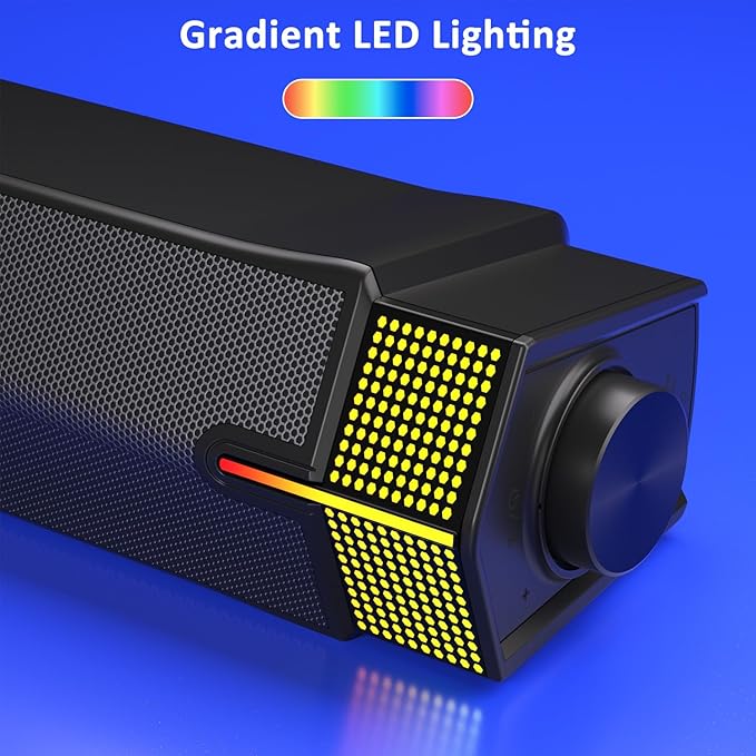 Jeecoo M20 Bluetooth Computer Speakers for PC Desktop Monitor, Gaming PC Sound Bar - Wired USB-Powered, Superb Stereo Sound, with Gradient RGB Lighting - Combine/Separate to Customize Your Desk