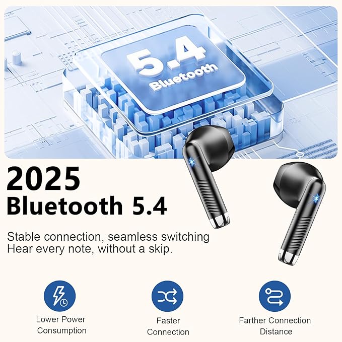 Drsaec Wireless Earbuds, Bluetooth Headphones Stereo Bass Ear Buds with ENC Noise Cancelling Mics, Earbuds with LED Display Charging Case, IP7 Waterproof Earphones for Android iOS