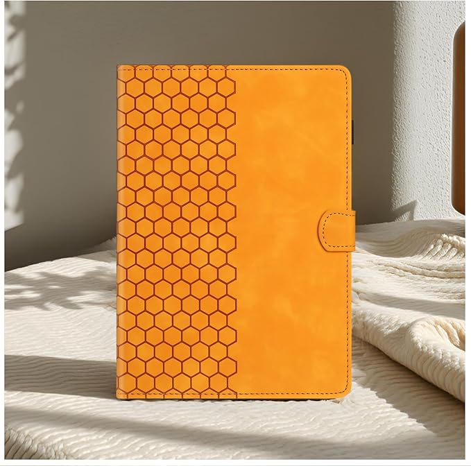 DTangLsm for iPad A16 Case iPad 11th Generation Case 11-inch 2025, iPad 10th Generation Case 10.9-inch 2022, Smart PU Leather Folio Stand Cover with Pencil Holder, Auto Wake/Sleep, Honeycomb Yellow