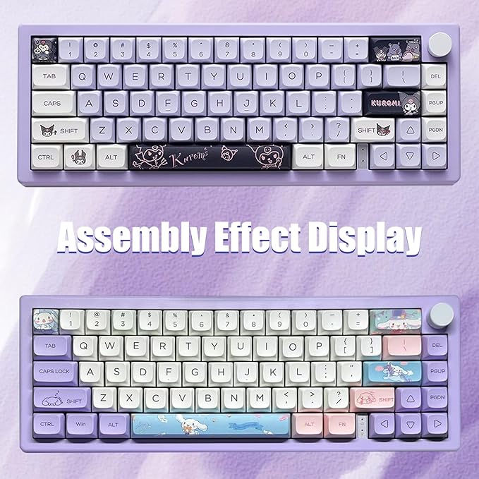 BOYI GMK67 65% Hot-Swappable Mechanical Keyboard Kit,Bluetooth 5.0/2.4G/Type-C Tri-Mode,RGB Backlit,Gasket Mount,DIY Custom Kit with Knob&EVA Mat(Purple)