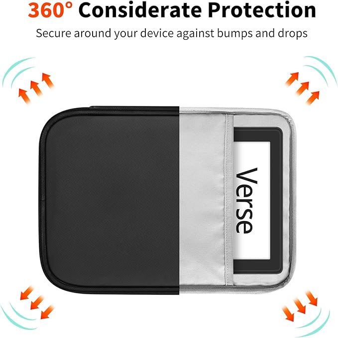 HoYiXi Universal Sleeve Bag for 6",6.8",7" Kindle Paperwhite/Colorsoft 2024-2012 Compatible with 6"-6.8" All-New Kindle/Kobo/Tolino/Sony,6" EReader with Anti-Drop Protective Cover,Black