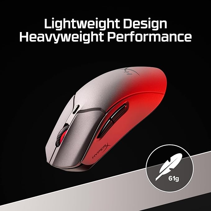 HyperX Pulsefire Haste 2 Pro 4K Wireless Gaming Mouse for PC, 4k Polling, Rechargeable 90 Hour Battery, Lightweight 61g, 26K Sensor, 2.4GHz, Bluetooth, Slate Grey