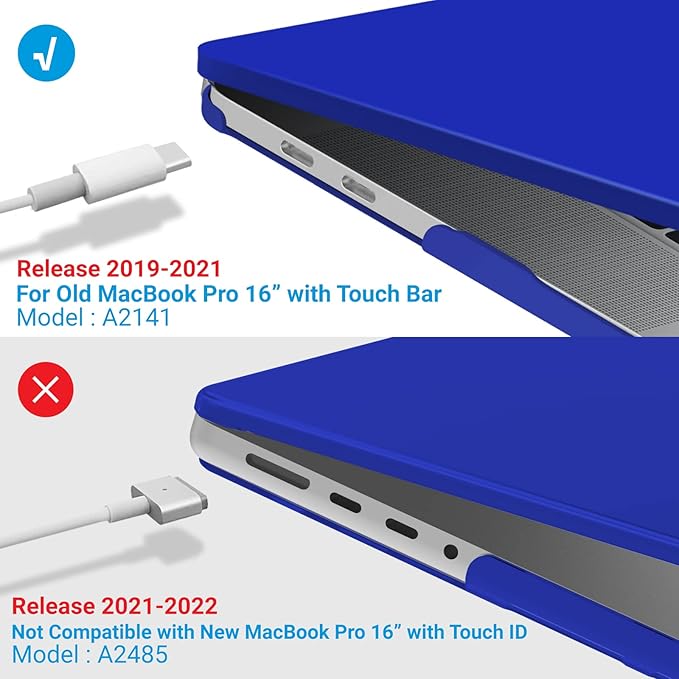 IBENZER Compatible with MacBook Pro 16 Inch Case A2141 Release 2020 2019, Hard Shell Case with Keyboard Cover & Type C Adapter for Old Version Mac Pro 16’’, Royal Blue, T16-RBL+1TC