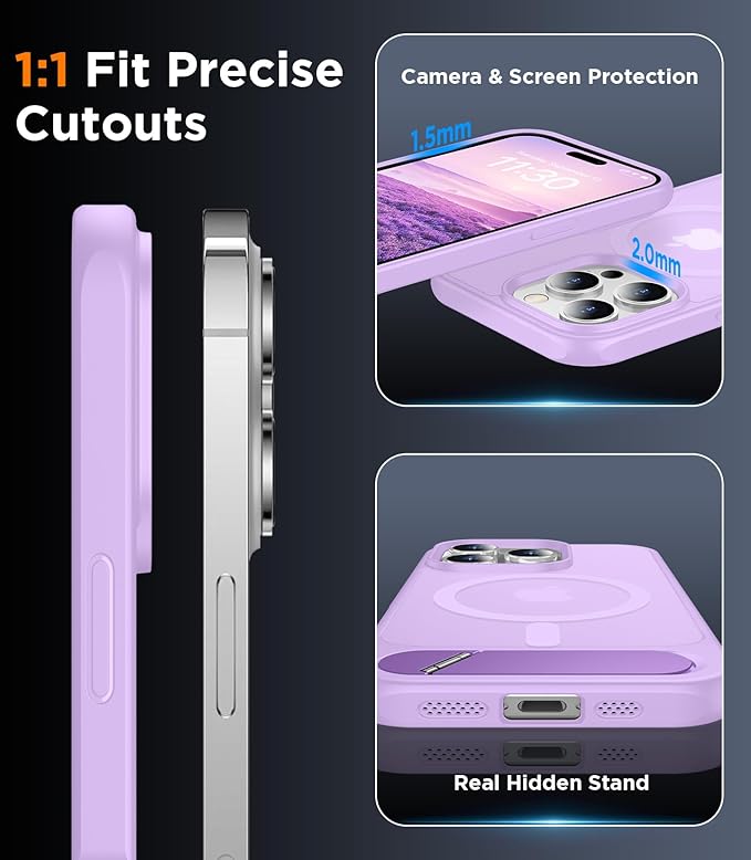 Magnetic Compatible with iPhone 14 Pro Case, [Built-in Invisible Kickstand][Compatible with MagSafe] [Military Grade Shockproof] Slim Translucent Matte Phone Case for iPhone 14 Pro 6.1"