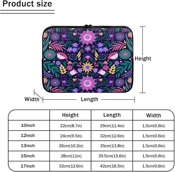 Mandala Flower Laptop Protective Sleeve for Women 10 inch Lap Top Case Portable Computer Sleeve Laptop Protector Zippered Pouches Gifts for Girls Boys Purple