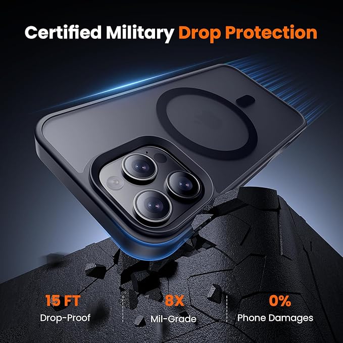 toushion Case for iPhone 16 Pro Matte Black | 3 in 1, with MagSafe, Screen Protector*1, Camera Lens Protector*1, Skin Feeling Back Cover, Military-Grade Protection