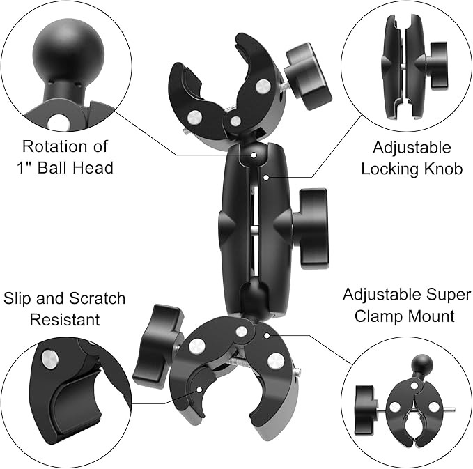 Taisioner Double Super Clamp Mount Umbrella clamp Camera Clamp Pole Clamp for Monitor Bracket Magic Socket Arm Desk Photo Studio Light Stand, Photography Reflector, Flag Holder Mount, Cross Bar