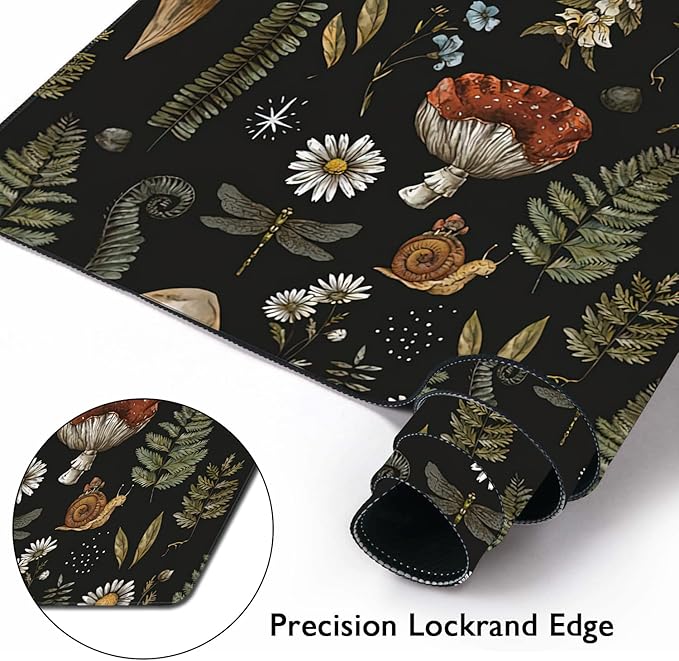 Vintage Mushroom Large Mouse Pad Extended Gaming Mouse Pad Waterproof Desk Mat with Stitched Edge,Non Slip Base Keyboard Mouse pad for Home Office 35.4" X 15.7"