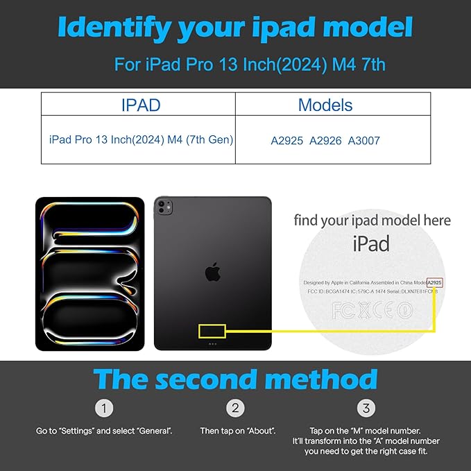 for iPad Pro 13 inch Case (M4) 2024 Release, Premium Leather Folio Cover with Auto Wake/Sleep, Apple Pencil Holder, Multi-Angle Stand & Secure Buckle Closure - Black