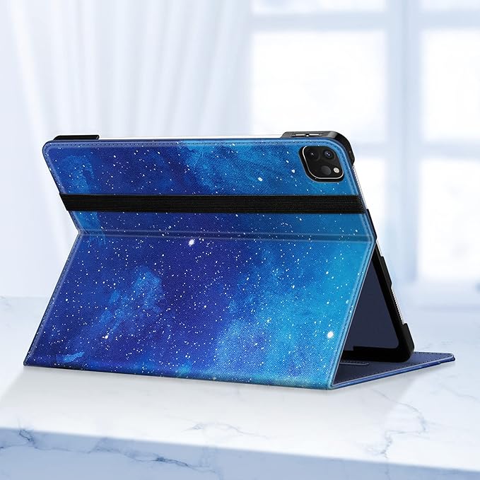 Fintie Folio Case for iPad Pro 12.9" 6th Generation 2022, Multi-Angle Smart Stand Cover w/Pencil Holder & Pocket, Also Fit iPad Pro 12.9 2021 5th & 2020 4th & 2018 3rd Gen, Starry Sky