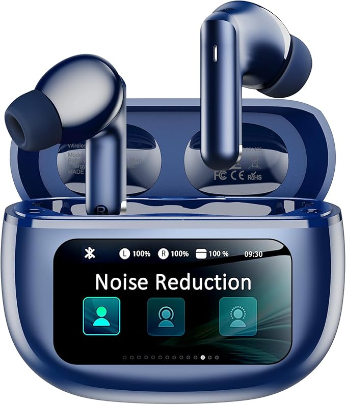Wireless Earbuds, Ear Buds Active Noise Cancelling with Charging Case, 6.0 Bluetooth Earbuds with AI Clear Calls, 40H Playtime for Sports & Working, Stereo Sound Headphones for iPhone/Android-NavyBlue