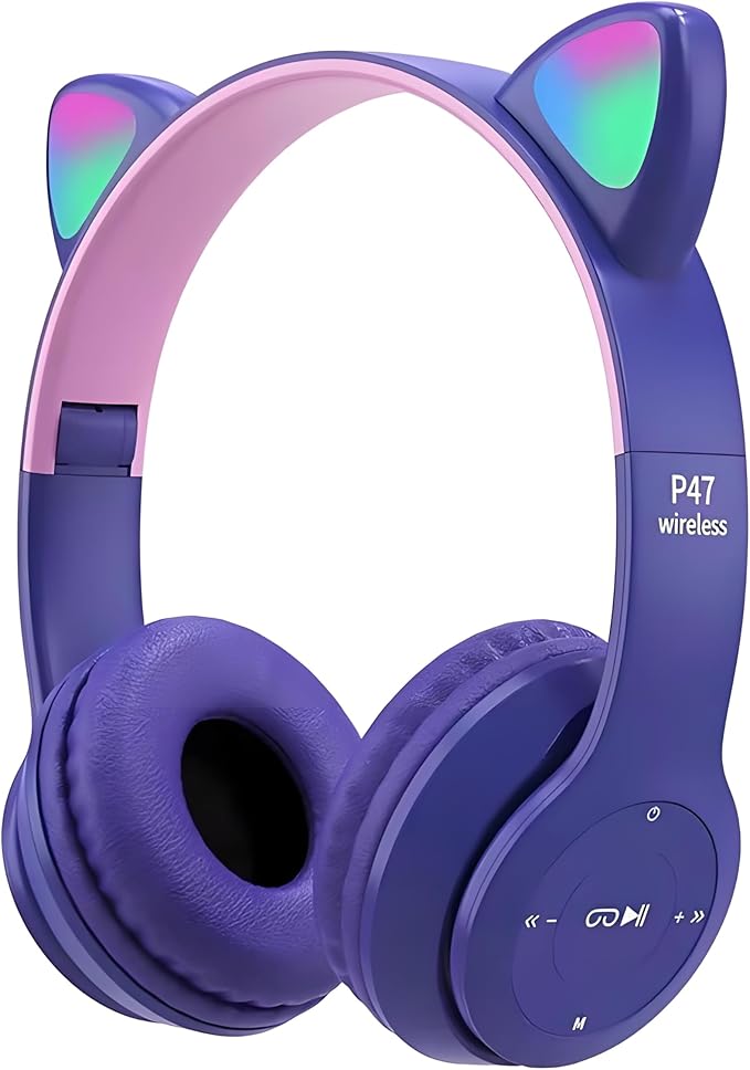 Upgraded Hybrid Active Headphones with Transparent Modes Playtime Wireless Bluetooth with Mic, Deep Bass Soft-Earpads Fast Charging-Purple
