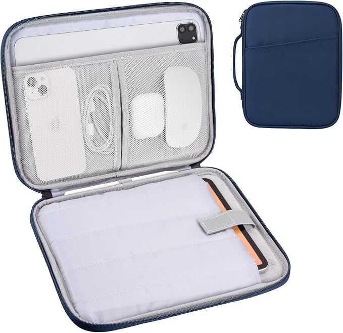 iPad Pro 11 Inch Sleeve Case, Travel Tablet Carrying Bag for iPad Pro 11-in (M4), iPad 10.9 (10th Gen), iPad Air 11-in (M2), Galaxy Tab S9/S8 (Navy Blue-11)