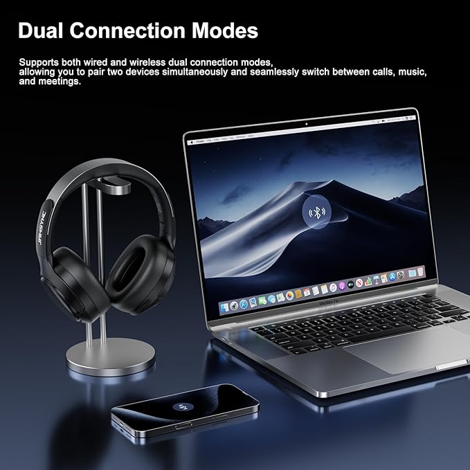 Hybrid Active Noise Cancelling Headphones, Bluetooth 6.0 Over Ear Headphones, 120H Battery Fast Charging, Hi-Res Audio, Transparency Mode, Deep Bass, Memory Foam Comfort Fit for Travel Office Home