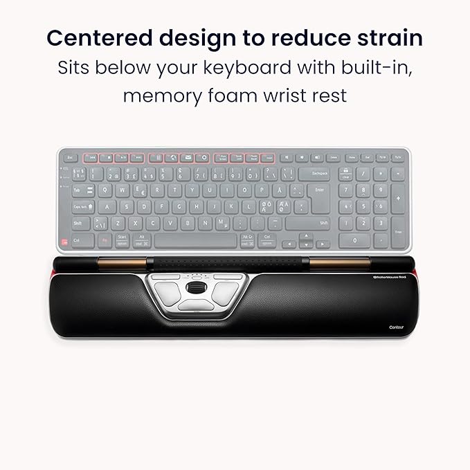 Contour RollerMouse Red Ergonomic Mouse for Shoulder Forearm Wrist Strain Relief for RSI Carpal Tunnel Centered Rollerbar 6 Customizable Buttons 10 Speed Settings Mac/PC Compatible Wireless - Regular