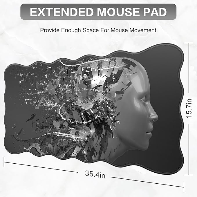 Gaming Mouse Pad, Large Mouse Pad XXL 35.4×15.7in, Extended Computer Keyboard Mouse Mat Desk Pad for Laptop with Stitched Edges, Waterproof Mousepad for Gamer Home&Office Women