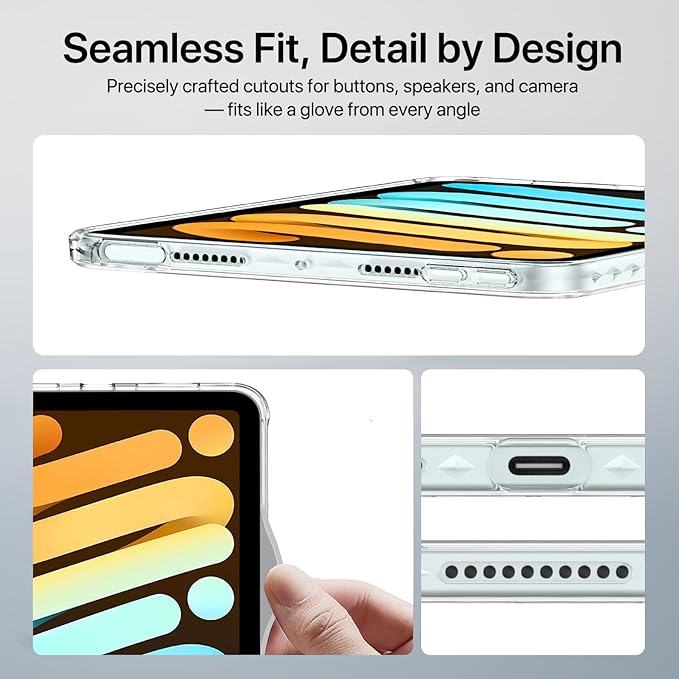 Case for iPad mini A17 Pro, iPad mini 6 case, Compatible with Magsafe, Clear Back with TPU Frame, Slim Lightweight Protective Case for 8.3“ iPad mini (Clear)