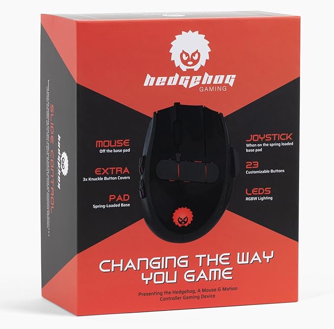 Hedgehog MMO Gaming Mouse - 16 000 DPI - 23 Programmable Buttons - Switch to Joystick Mode with Spring-Loaded Base - PC, Mac, Ubuntu Linux