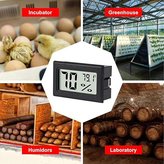3Pcs Mini Digital Thermometer Hygrometer Electronic Temperature Humidity Gauge Meters Indoor LCD Display Fahrenheit for Greenhouse,Garden,Car Cellar and Office