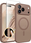 CAPRARO Magnetic for iPhone 17 Pro Case, Upgraded [Full Camera Protection] [Compatible with MagSafe] Protective Translucent Matte Women Girl Phone Case Cover, Brown