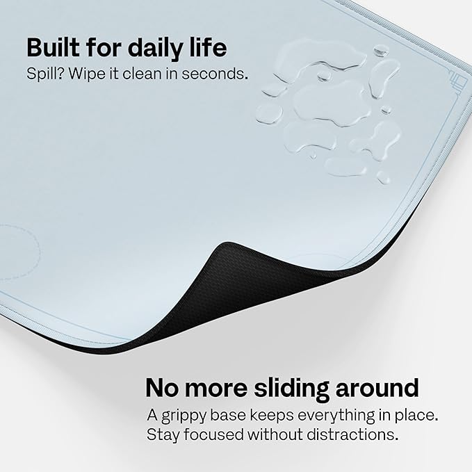 Pixio Mouse Pads - 36 x 16 inch XXL Caligraphy Blue Multifunctional Large Desk Mats for Gaming, Office, Desktop Anti-Slip Waterproof Washable Computer Mouse Mat