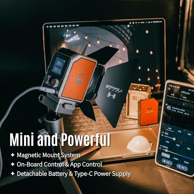 Harlowe Micro Portable Led Light for Photo and Video Recording 8W Bi-Color 2700K-6500K CRI/TLCI 96+ Soft Fill Lighting Kit for Studio and Travel Creators Micro Creator Kit