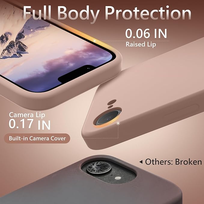 FireNova Magnetic for iPhone 17e Case/iPhone 16e Case, Compatible with MagSafe, [Silicone Camera Protection] Microfiber Lining Phone Case, 6.1", Pinksand