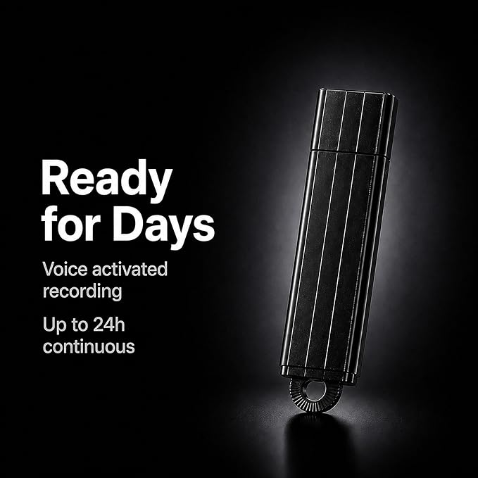 USB Voice Recorder – 24 Hours Continuous Recording, 288 Hours Storage Capacity, Easy File Access, Compact for Meetings and Lectures