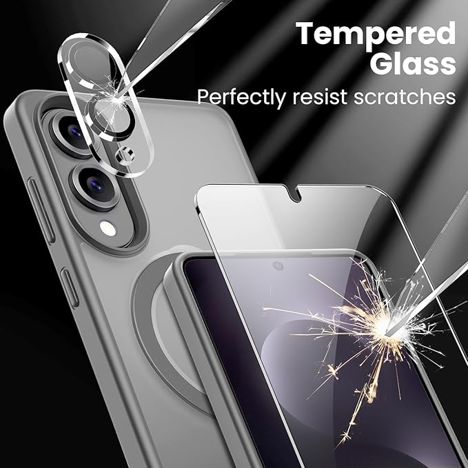 360° Rotatable Stand for Samsung Galaxy S25 Edge Case Magnetic with Screen Protector X1 & Camera Lens Protector*1, Compatible with MagSafe, 16FT Mil-Grade Shockproof for S25 Edge Case 6.2"，Gray