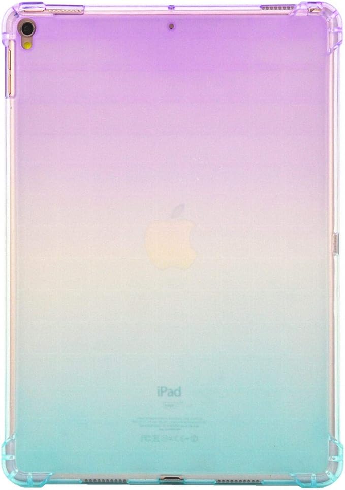 Translucent Frosted TPU Back Case for Apple iPad Air 3 (3rd Gen) 10.5" 2019 and iPad Pro 10.5" (2017) Gradient Color Impact Resistant Corner Protection Shockproof Cover, Purple & Green