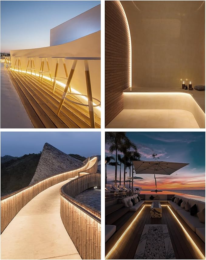 ALITOVE COB LED Strip Light Waterproof IP67 Warm White 3000K 16.4ft AC 110V 120V LED Neon Rope Lights Bright 1440LEDs Flexible LED Strip for Indoor Outdoor Cabinet Shower Bedroom(No Remote Dimmer)