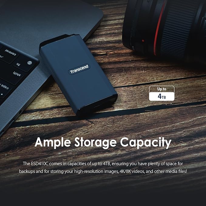 Transcend ESD410 2TB External SSD, Up to 2000MB/s, Supports Apple 4K 60fps ProRes, for iPhone17/15/16/iPad/Mac/Tablets/PS5/Windows/Android, IPX5 Water-Resistant, USB 3.2 Gen2 (20Gbps) Portable SSD