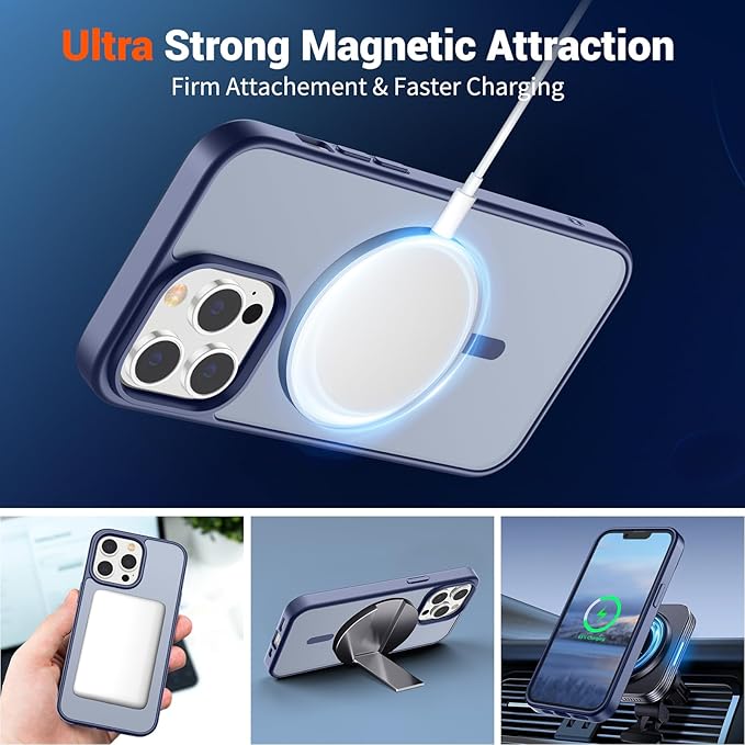 SUPFINE Magnetic for iPhone 13 Pro Case (Compatible with MagSafe) (Military Grade Drop Protection) Slim Translucent Matte Shockproof with Anti-Fingerprint Phone Case,Lavender Gray