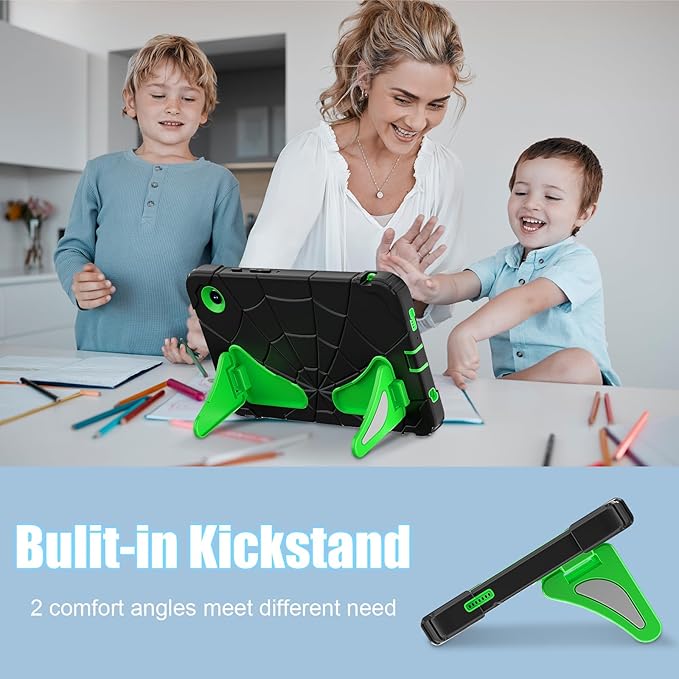 AKABEILA Compatible with Samsung Galaxy Tab A11+ 2025 11 inch Tablet Case，Lightweight Shockproof Rugged Protective Cover with Kickstand for Kids Children Boys Babies Dark Green