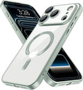 Hython Magnetic Clear for iPhone 17 Pro Max Case with Camera Lens Protector [Compatible with MagSafe] Plating Edge Slim Soft TPU Cover Protective Phone Case for iPhone 17 Pro Max 6.9", Matte Mint