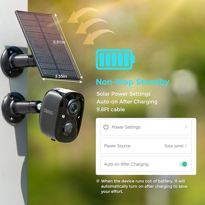 Vicohome 4CG6B Best 2K Solar Security Camera Wireless Outdoor,Battery Powered Camera,Easy to Setup, Motion Detection,Two Way Audio, Audible Flashlight Alarm,2.4GHz Wi-Fi,Color Night Vision, SD Slot