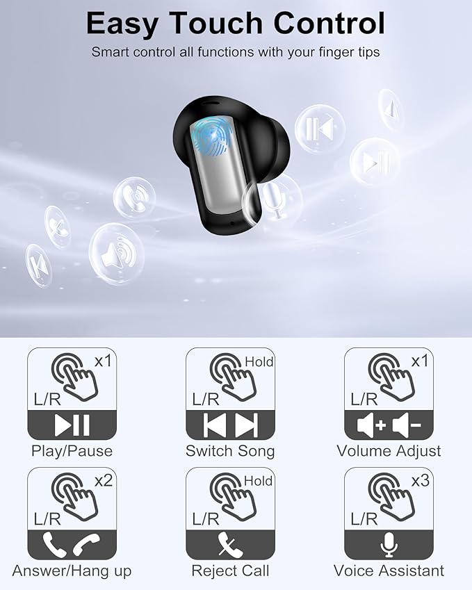 Android Wireless Earbuds for Samsung Galaxy S26 S25 Ultra S24 S23 S22 Plus A17 A35 A16 A15 A54 Z Fold7 Flip7, HiFi Stereo Bluetooth Headphone Sport Wireless Earphones Audifonos Inalambricos for iPhone