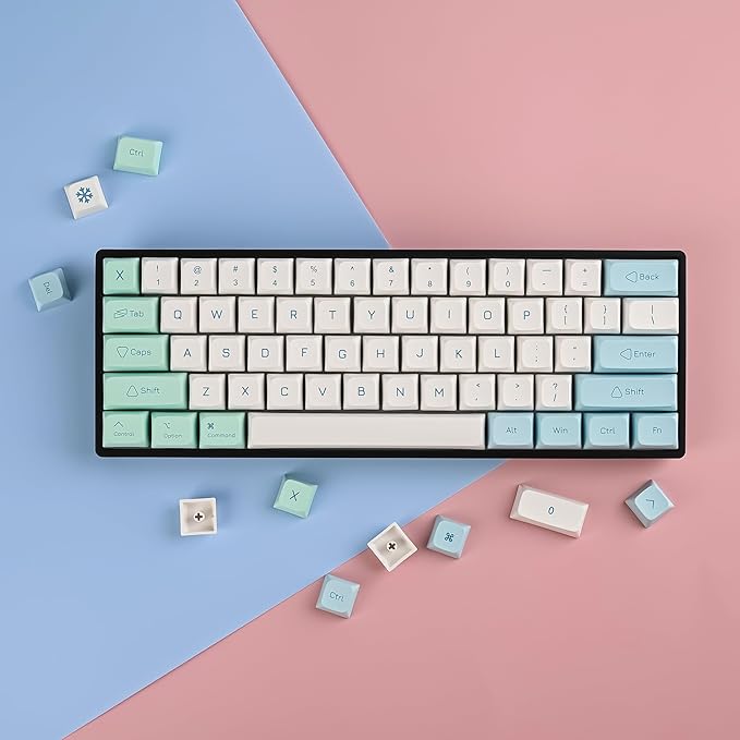 Guffercty kred 137 Keys XDA Profile keycaps 75 Percent Cute Ice Mint PBT Keyboard Caps for Mechanical Keyboard (Ice Mint)
