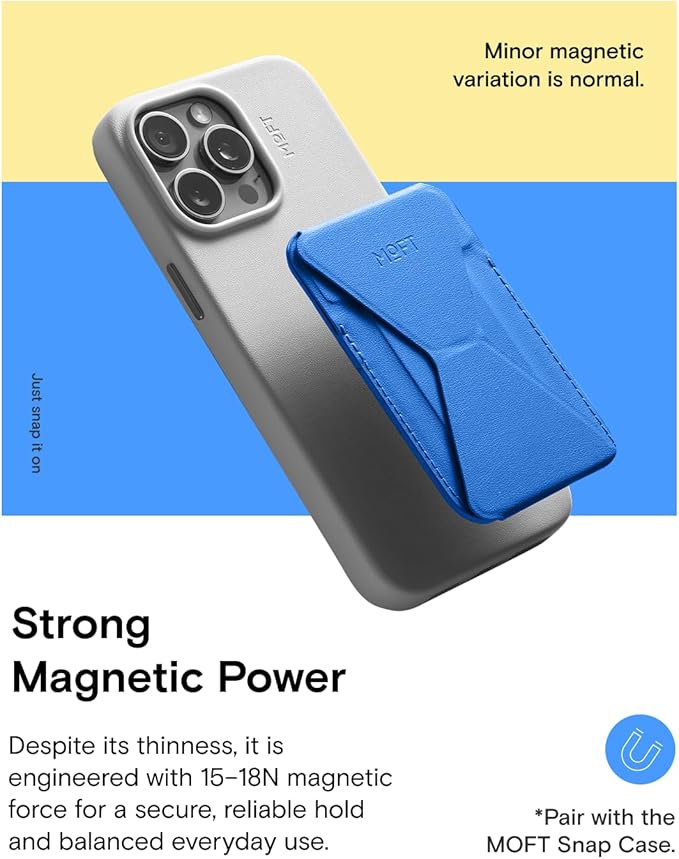 MOFT Magnetic Wallet Stand Compatible with iPhone 17/16/15/14/13/12 Series, Angle Adjustment & Magsafe Compatible MOVAS Phone Stand,Sapphire