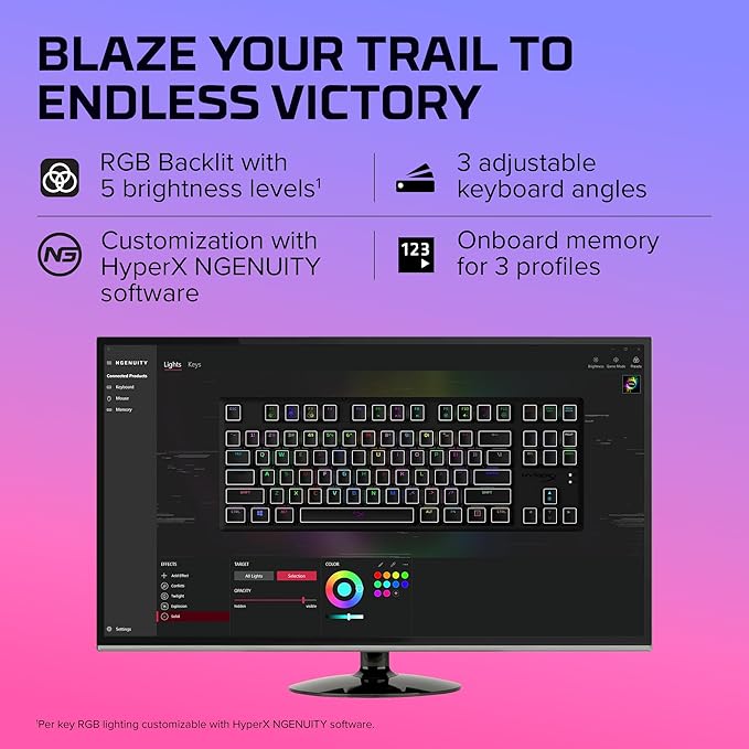HyperX Alloy Origins Core - Tenkeyless Mechanical Gaming Keyboard, Software Controlled Light & Macro Customization, Compact Form Factor, RGB LED Backlit, Tactile HyperX Aqua Switch,Black