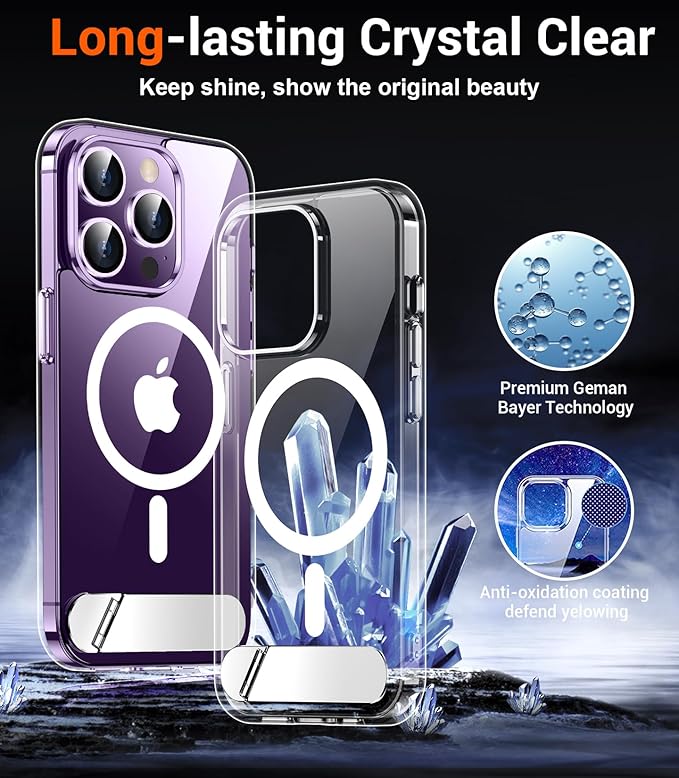 Magnetic Compatible with iPhone 14 Pro Max Case, [Built-in Invisible Kickstand][Compatible with MagSafe] [Military Grade Shockproof] Slim Thin Phone Case for iPhone 14 Pro Max 6.7"